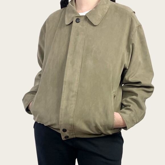 Weatherproof Tan Beige Faux Suede Bomber Field Jacket Sz L - Picture 1 of 10